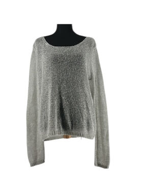 PJ Salvage Gray Wool Blend Long Sleeve open Knit Tight Pullover Sweater Sz Large